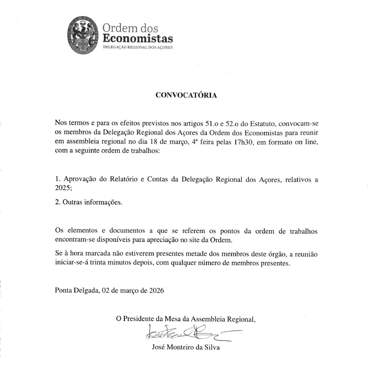 DR A&ccedil;ores Convocat&oacute;ria mar&ccedil;o 2026